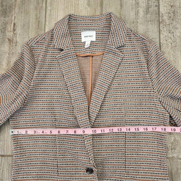 Nine West Plaid Blazer Womens Size M Single Button Dark Academia Office Preppy - Picture 3 of 10